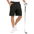 thumbnail image 3 of Nestiefly Men's Golf Dress Shorts Flat Front Stretch Hybrid Lightweight Quick Dry Chino Shorts with Pockets Black L, 3 of 4