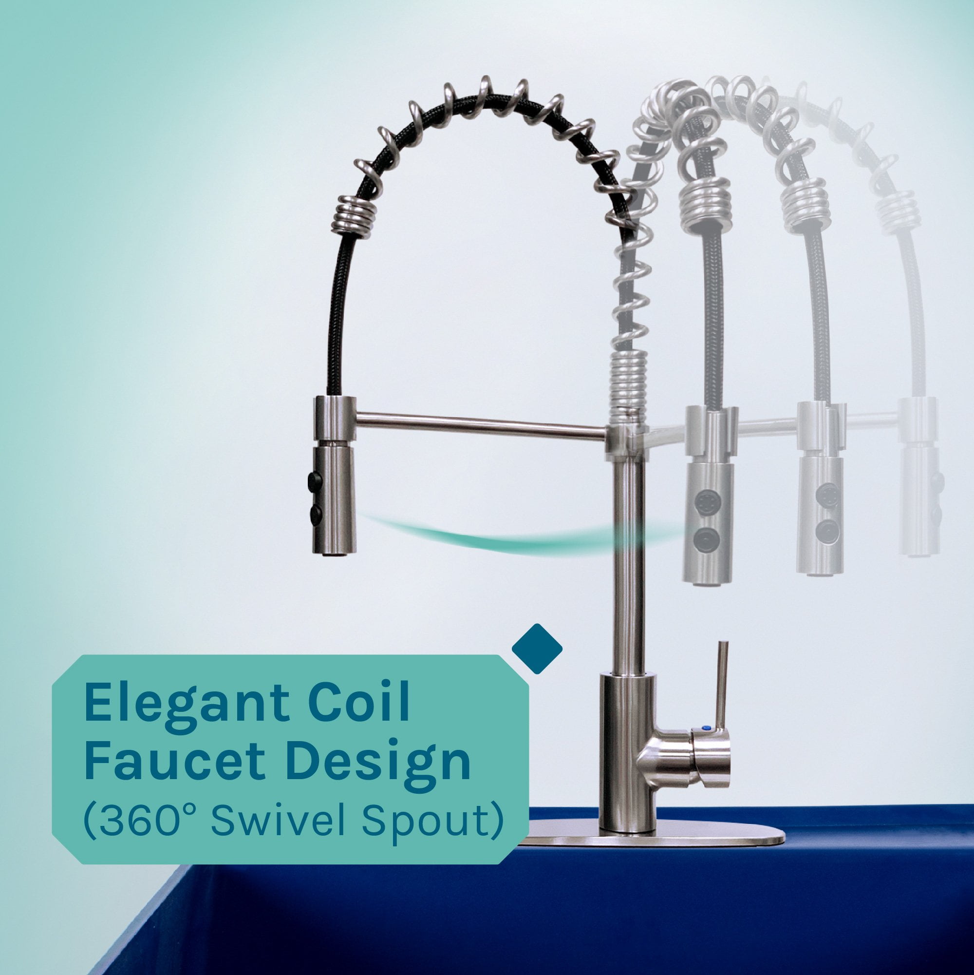 Tehila Blue 19 Gallon Utility Sink with High-Arc Stainless Finish Coil Pull-Down Faucet