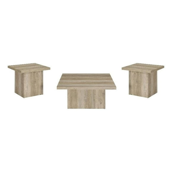 Coaster Devar 3-piece Square Engineered Wood Coffee Table Set in Distressed Pine