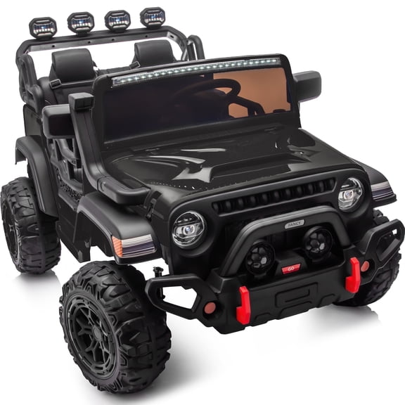 Hikiddo 24V 2 Seater Ride on Truck, 4WD Electric Ride on Car Toy for Big Kids w/Remote, Bluetooth - Black