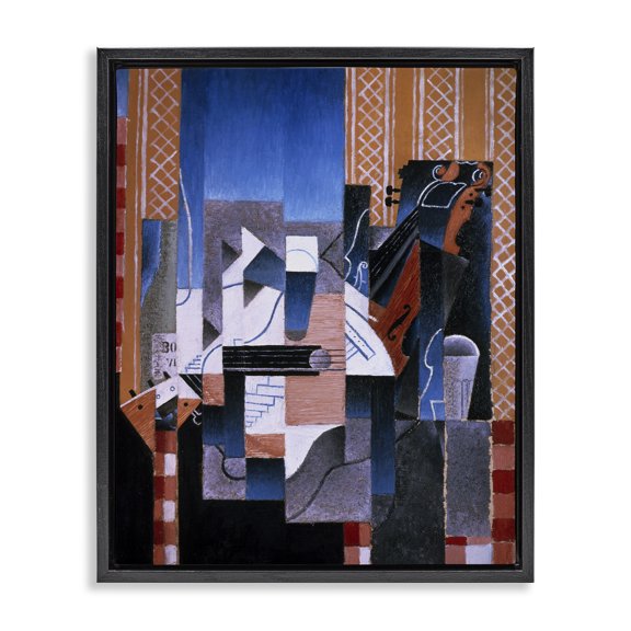 Stupell Industries Industrial Violon et Guitare Juan Gris Classic Abstract Black Floating Frame Canvas Art, 17 x 21, by one1000paintings