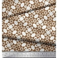 thumbnail image 2 of Soimoi Brown polyester Crepe Fabric Geometrical Star Geometric Print Sewing Fabric Yard 42 Inch Wide, 2 of 3