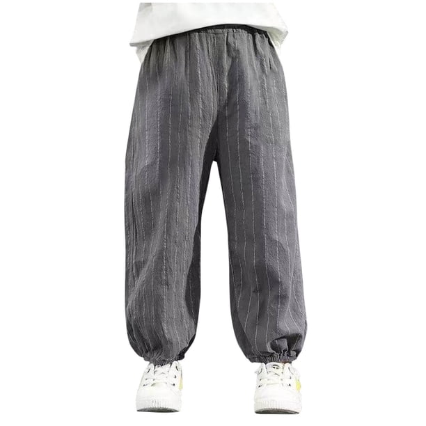 Odeerbi 2-12 Años Niños Niñas Algodón Pantalones de Sudar Rayas Entrenamiento Deportivos Pantalones Jogger Color Sólido Verano Joggers Casuales