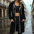 thumbnail image 2 of XIAONU Womens Hoodies Drawstring Zippered Cardigan Long-Length Hooded Sweatshirt Jacket Solid Color Oversized Peasure Pocket Hoodie, 2 of 5