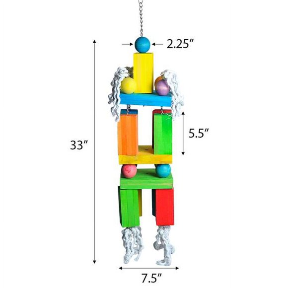 A&E Cage HB01396 34 x 7.5 x 7.5 Po. Méga Blocs & Corde de Coton Jouet pour Oiseaux