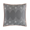 thumbnail image 3 of Chic Home Macie Comforter Set Jacquard Woven Geometric Design Pleated Quilted Details Bed In A Bag Bedding - Sheet Set Decorative Pillows Shams Included - 10 Piece - Grey, 3 of 8