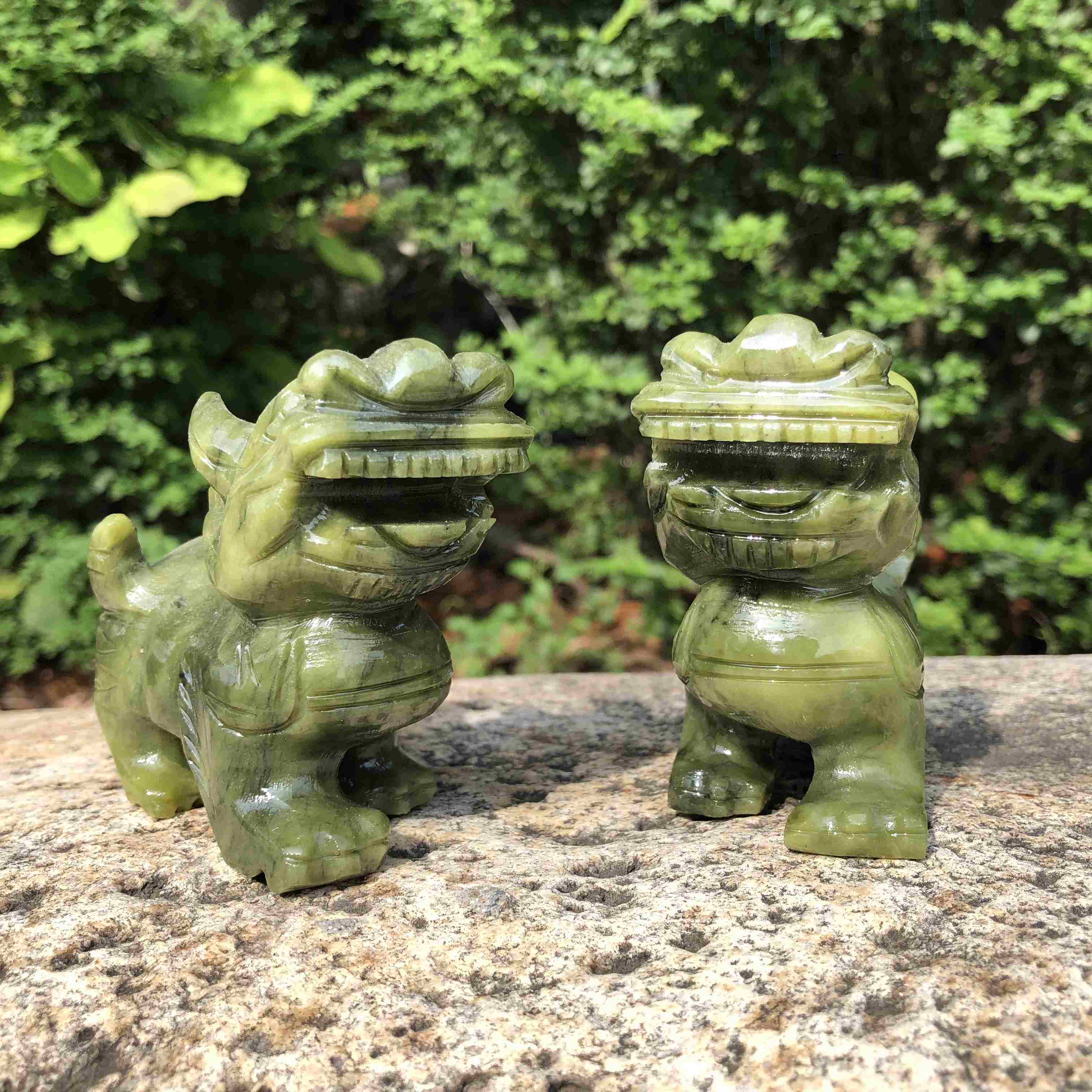 Pair Natural green  Jade Feng Shui Pi Yao/Pi Xiu statue for Wealth Good Luck Figurine, Collectible Qilin Stone brave troops Beast