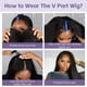 thumbnail image 4 of Peluca OQ Hair, pelo humano, liso y rizado, parte en V, 180% de densidad, 22 pulgadas, 4 of 7