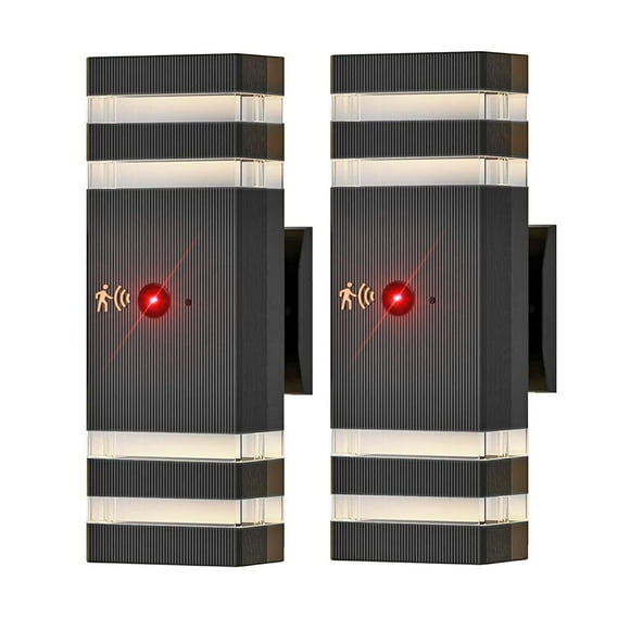 JESENBIL Motion Sensor Outdoor Wall Lights, 2 Pack Dusk to Dawn Porch Lighting Wall Mount, Waterproof Exterior Light Fixture Aluminum Outside Li