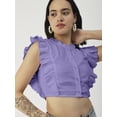 thumbnail image 4 of Moomaya Button Down Solid Cotton Crop Top, Frilled Sleeve Tops Summer Clothing, 4 of 8
