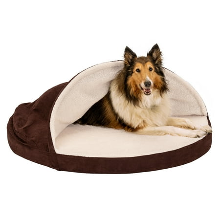 UPC: 0842229112849 | FurHaven Pet Products | Cooling Gel Faux Sheepskin Snuggery Pet Bed for Dogs & Cats – Espresso 44