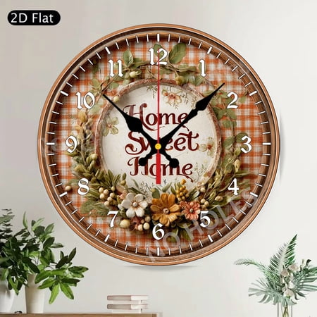 Coastal Beach House Round Wall Clock with Seashells Starfish Ocean Waves Rustic Silent Decor