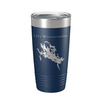 Lake Winnipesaukee Map Tumbler Travel Mug Insulated Laser Engraved Coffee Cup New Hampshire 20 oz Navy Blue