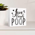 thumbnail image 4 of Zomyto 5"x5" Funny Bathroom Wood Sign Live Laugh Poop Wood Block Sign, 4 of 6