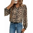 thumbnail image 2 of Women'S Leopard Print Button Down Blouse Cheetah Long Sleeve Lapel Collar V Neck Shirt Tops Leopard Print XL, 2 of 9