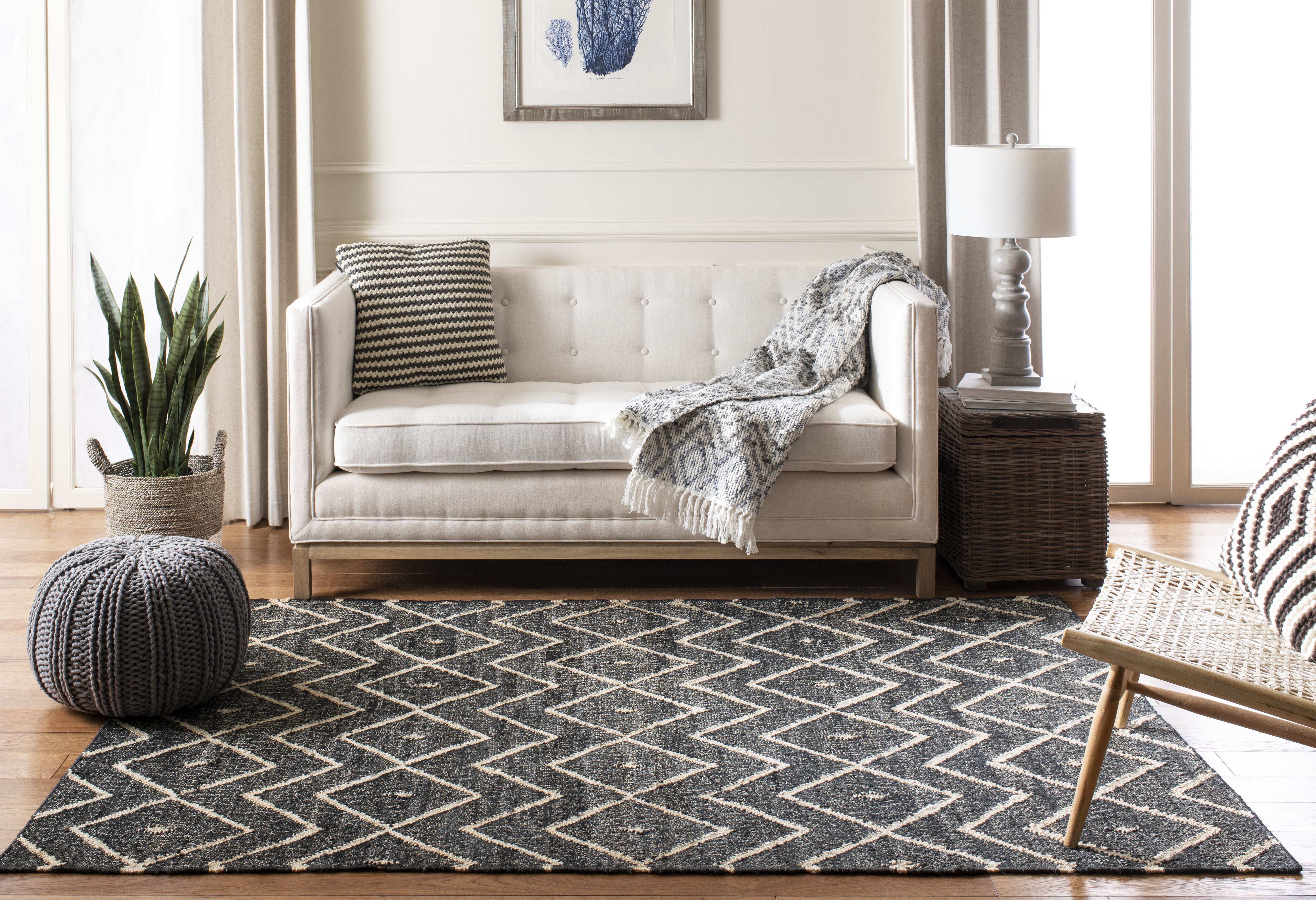 SAFAVIEH Kilim Wesley Geometric Area Rug, Charcoal/Natural, 6' x 9'
