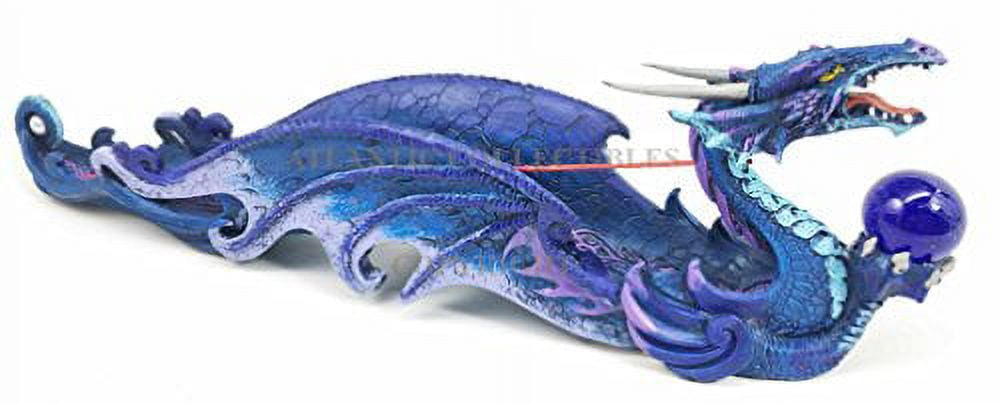 Myth & Legend Blue Leviathan Deep Sea Dragon Incense Holder & Burner Figurine Sculpture For Fantasy Lovers Magic and Dungeons
