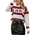 thumbnail image 1 of Suéter de Cuello Redondo y Larga para Mujer, Estilo Navideño, Informal, para Fiestas Rojo S, 1 of 8