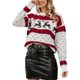 thumbnail image 1 of Suéter de Cuello Redondo y Larga para Mujer, Estilo Navideño, Informal, para Fiestas Rojo L, 1 of 8
