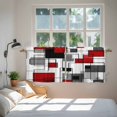 thumbnail image 4 of Red Grey Geometric Tier Curtains, Irregular Abstract Art Modern Light Filtering Kitchen Curtains, 2Pcs Rod Pocket Half Window Treatments Panels for Sink Cafe Cabinet Camper 27.5x36 Inches, 4 of 9