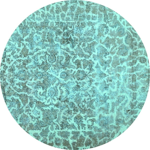 Ahgly Company Indoor Round Abstract Light Blue Contemporary Area Rugs, 5' Round