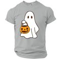 thumbnail image 2 of Halloween Costumes for Men Plus Size Short Sleeve Halloween Shirts Cute Ghost Print Holiday Halloween Tee Tops, 2 of 5