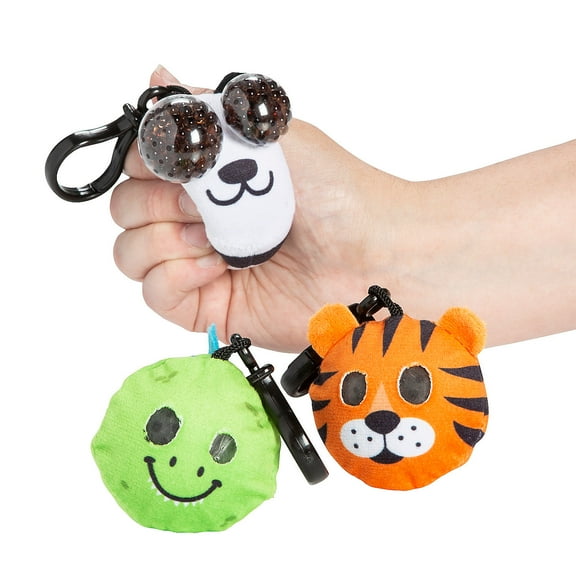 Mini Stuffed Animal Squeeze Ball Backpack Clips - 12 Pc.