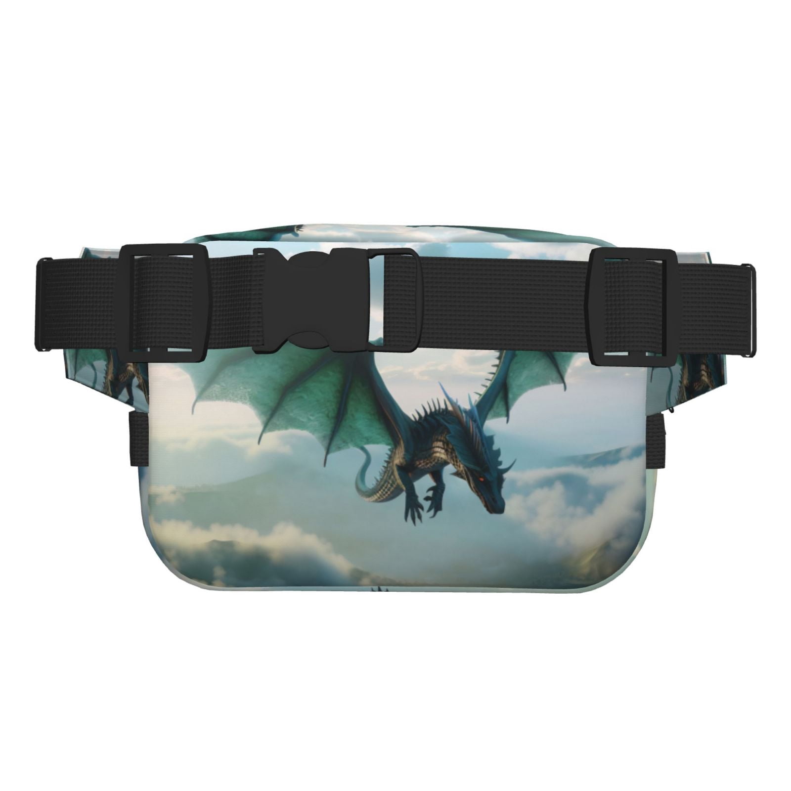 Picia Cloud Sky Green Dragon Print Square Double-Layer Waist Bag Mini Adjustable Waist Belt Bag Exercise Running Travel Hiking