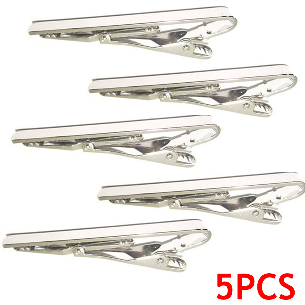 Dicasser 5PCS Copper Men's Tie Bar Clips Fashion Necktie Clip Tie Pins