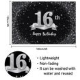 thumbnail image 2 of Hamigar Fondo De Cartel De Feliz Cumpleaños Número 16 De 6 X 4 Pies, Decoraciones De Cumpleaños De 16 Años, Suministros Para Fiestas Para Niñas Y Niños, Negro Plateado, 2 of 5