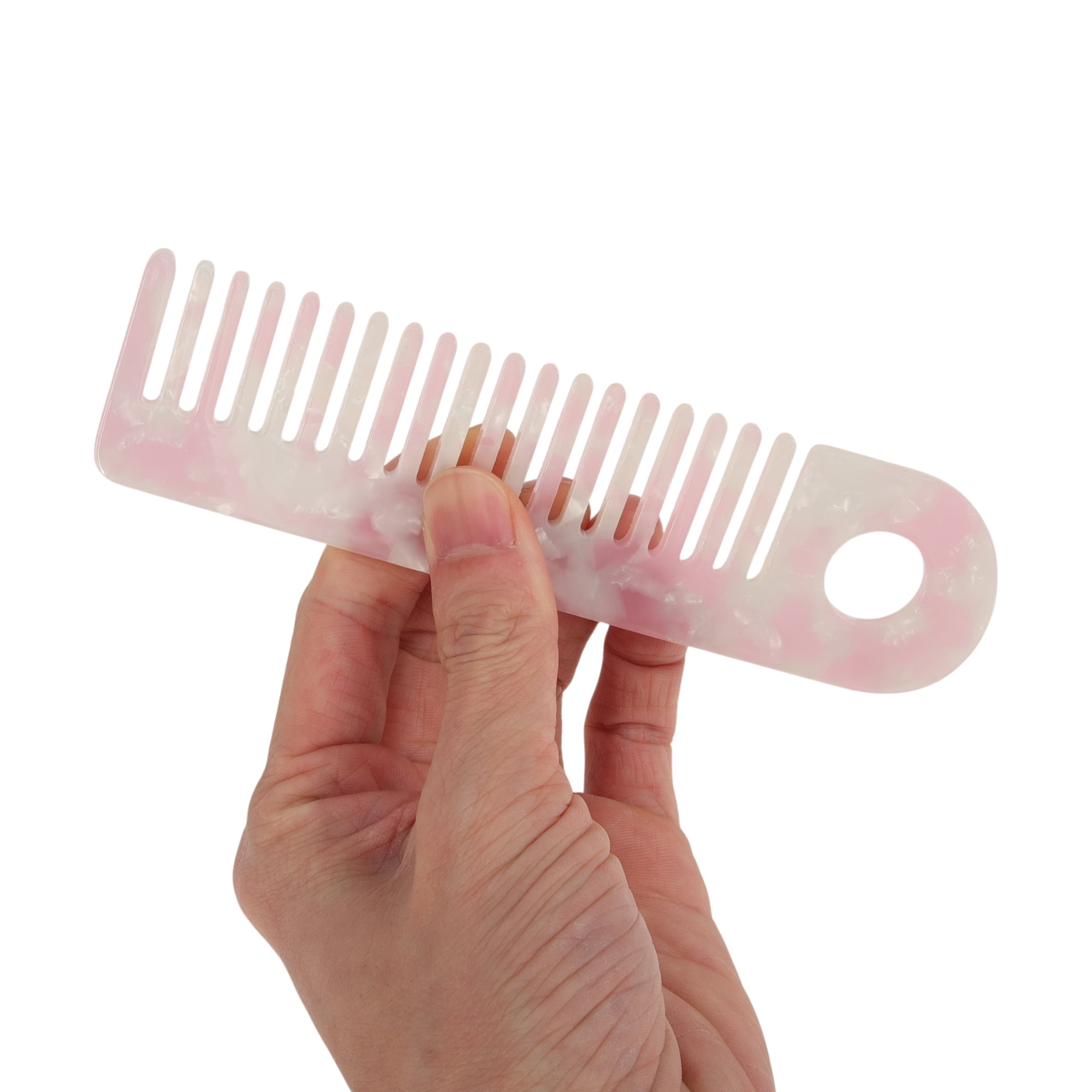 Unique Bargains 1 Pc Exquisite Marble Pattern Hair Comb for All Hair Types Pink, White