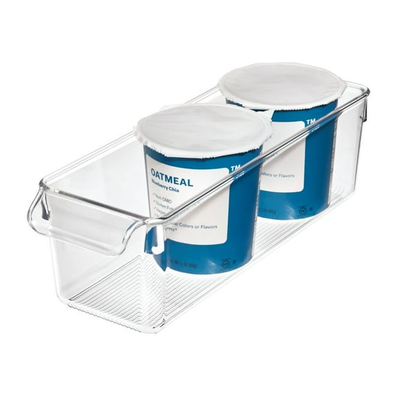iDesign Linus Plastic Fridge and Freezer Organizer Bin with Handle 11.5" x 4" x 3.5",  Clear
