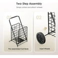 thumbnail image 2 of Shopping Cart for Groceries with 176LBS 91L Large Capacity, Heavy Duty Grocery Cart with Wheels, Folding Utility Shpping Cart on Wheels for Groceries, Laundry, Pantry, Garage, 2 of 9