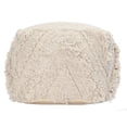 thumbnail image 2 of Benjara Fabric Pouf Ottoman with Woven Design and Fringe Details, Cream, 2 of 5