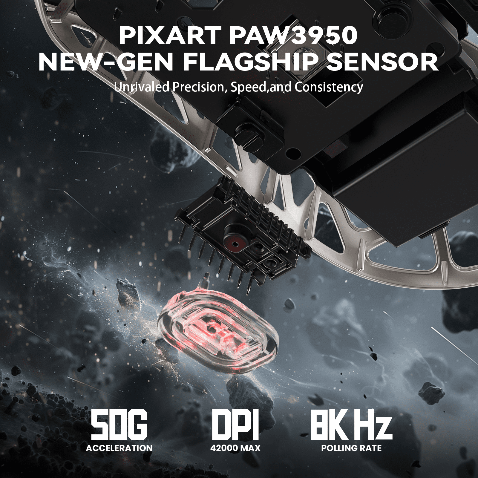 ATTACK SHARK R2 Magnesium Alloy Gaming Mouse 8K 45g SUPERLIGHT Mouse, PixArt PAW3950 Gaming Sensor, 6 Adjustable DPI up to 42000, Bluetooth/2.4G Wireless/Wired(Not Include the Charging Dock)