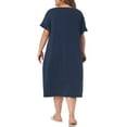 thumbnail image 3 of Agnes Orinda Women's Plus Size Nightgowns Pajamas Short Sleeve V Neck Soft Nightshirt with Pockets 2X Navy Blue, 3 of 6