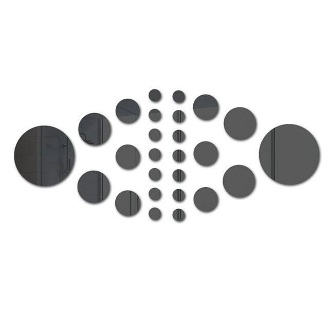Xiao Hua Espejo de pared, 26 piezas de espejo acrílico adhesivo para pared, calcomanías extraíbles para el hogar, la sala de estar y el dormitorio (negro)
