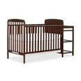 thumbnail image 2 of iRerts 3 in 1 Convertible Crib and Changer, Wood Baby Crib and Changing Table with Open Shelves, Converts to Toddler Bed and Daybed, Espresso, 2 of 6