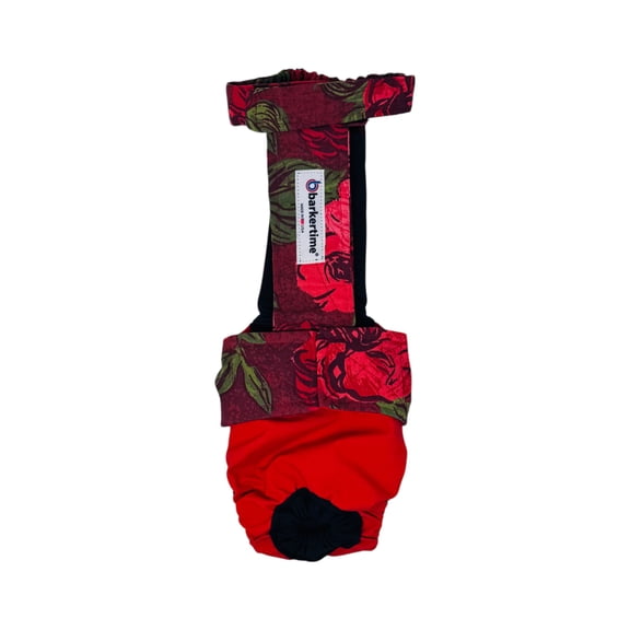 Barkertime Crimson Blossoms Dog Diaper Overall