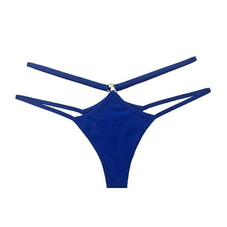 

EHTMSAK Women s Low Rise Underwear T-Back Stretch Panties Tangas Sexy Strappy G-String Thongs Blue S