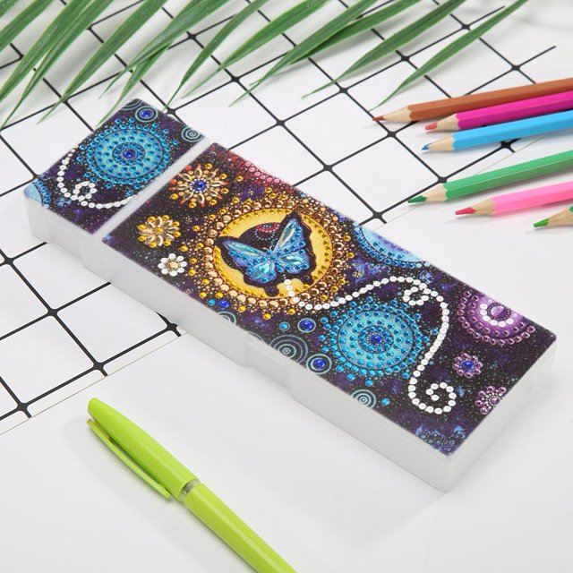 DIY mariposa en forma especial diamante pintura 2 rejillas estudiantes caja de lápices regalos Likrtyny decoración de arte