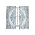 thumbnail image 2 of Sheer Curtains 72 Inches Long, Vintage Blue Light Filtering Window Curtains for Living Room, Boho Ethnic Mexican Floral Southwestern Rod Pocket Voile Sheer Curtain Drapes, 52"W x 72"L, 2 Panels, 2 of 8