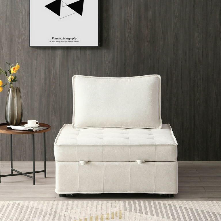 Folding Ottoman Sofa Bed Convertible Sleeper Chair with Removable