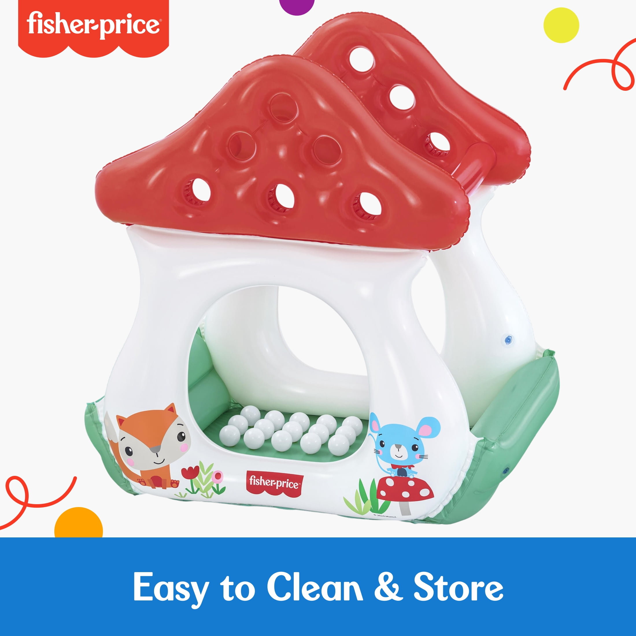 Fisher-Price Merry Mushroom Kids Indoor and Outdoor Ball Pit with 15 Play Balls