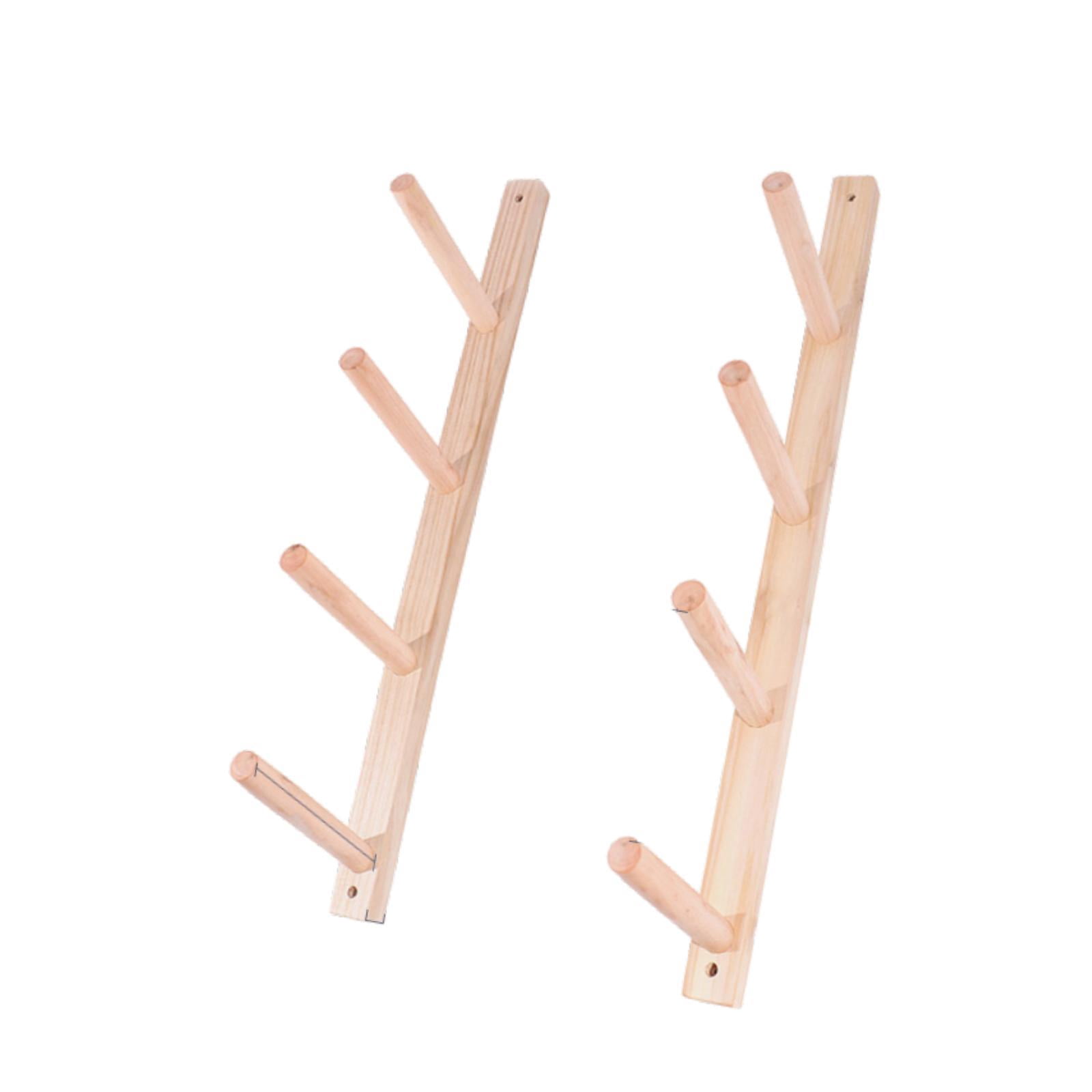 Fiocias 2 Pieces Wood Yoga Mat Storage Rack Gym Organizer Yoga Mat Holder for Skateboard 4 Tier