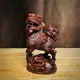 thumbnail image 1 of A pair of ebony carved auspicious cloud and qilin ornaments, solid wood qilin decorations for home and office use, made of rosewood., 1 of 4