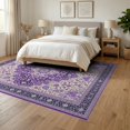 thumbnail image 3 of ODIKA 6'x9' Washable Area Rug Non-Slip, Chair-Friendly, Purple Abstract Scroll Swirl Ombre Gradient Bordered Ornamental for Dining Room, Under Table, Office Décor, 3 of 7