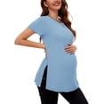 thumbnail image 2 of Women's Maternity Shirts Tops Split Hem Ribbed Maternity Pregnancy Clothes, 2 of 6