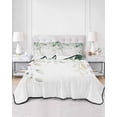 thumbnail image 3 of Quilts Twin XL Size, Eucalyptus Leaves Soft Comforter Bedding Set for Bed, Spring Botanical Pastoral Watercolor Lightweight Quilted Bedspread with Pillow Cover(2 Pieces) for All Season, 68x98 Inch, 3 of 6