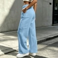 thumbnail image 4 of cocolona Womens Winter Casual Loose Sweatpants Elastic Waist Straight Wide Leg Gym Workout Pants with Pockets, 4 of 5